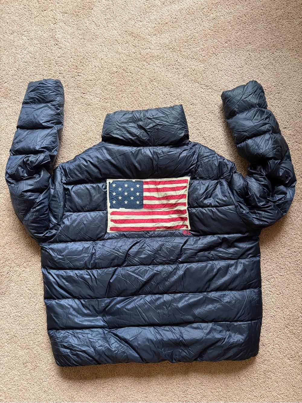 Polo Ralph Lauren Navy Puffer Jacket Flag